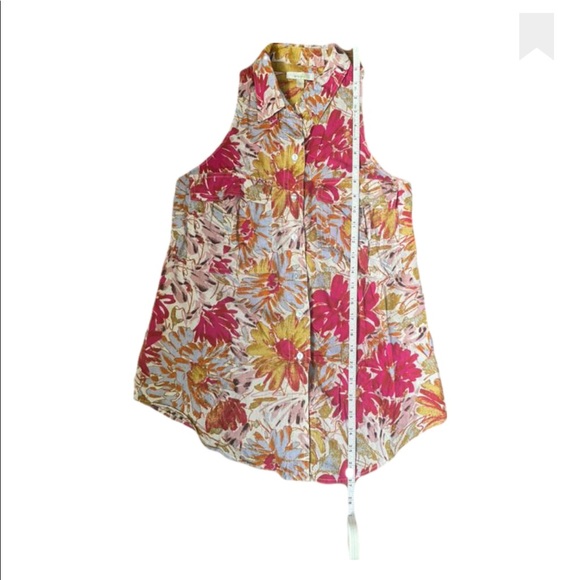 Anthropologie Porridge Floral Button-Down Sleeve-less Shirt Size 0 - Picture 5 of 6